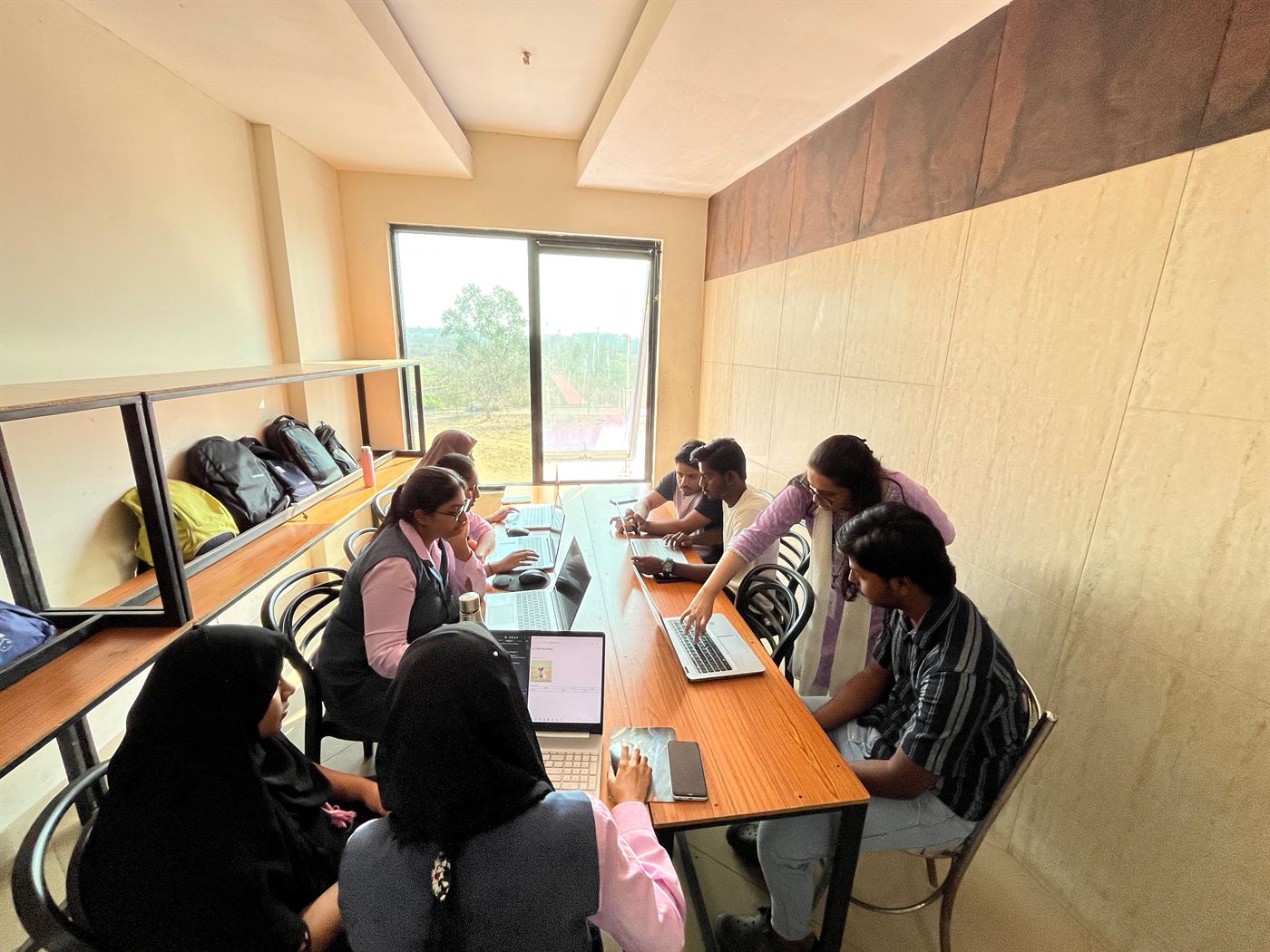 Interns working on a project