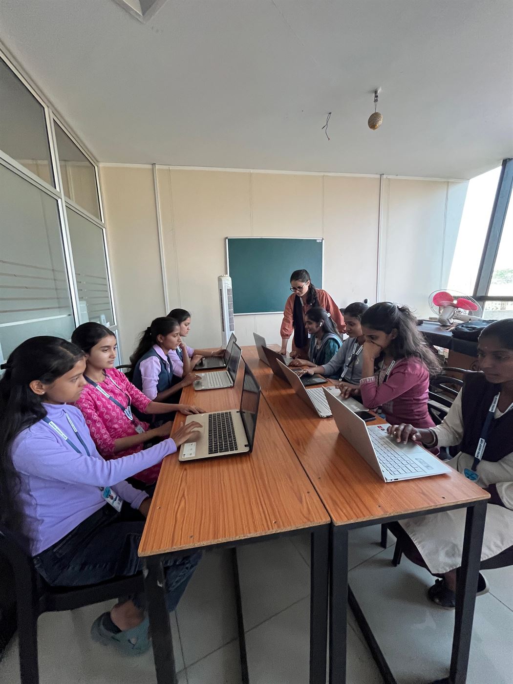 Interns working together